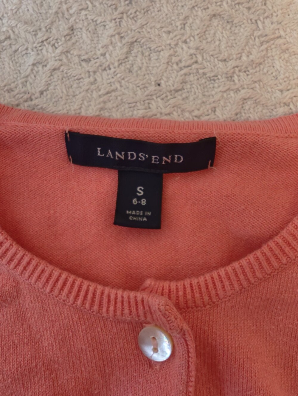 Land's End Crew Neck Long Sleeve Coral Cotton Cardigan/Button Up Sweater Size S - Picture 6 of 11